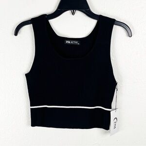 ZYIA Active Black Piping Classy Rank Sweater, Size Medium